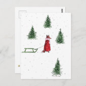 Fox stürzt durch die Schnee-Winter-Abbildung Postkarte (Vorne/Hinten)