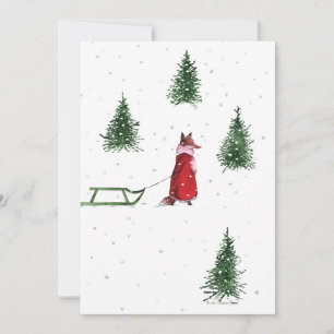 Fox stürzt durch die Schnee-Winter-Illustration Feiertagskarte