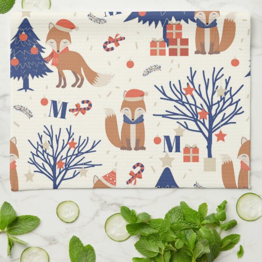 Fox-Süssen-Monogramm Geschirrtuch (Gefaltet)