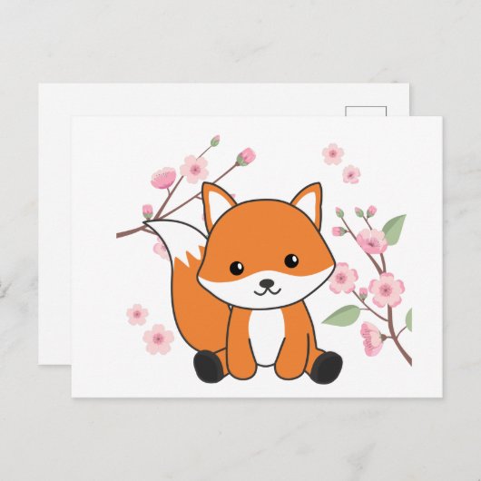Fox Sweet Animes for Kawaii Foxes Postcard Postkarte (Vorne/Hinten)