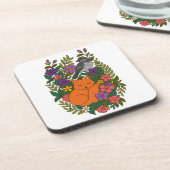 Fox, Taube und Blume Getränkeuntersetzer (Linke Seite)