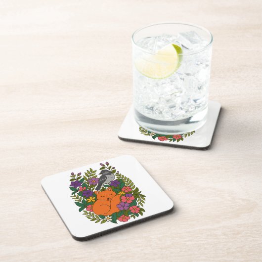 Fox, Taube und Blume Getränkeuntersetzer (Rechte Seite)