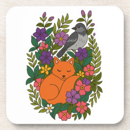 Fox, Taube und Blume Getränkeuntersetzer