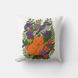 Fox, Taube und Blume Kissen