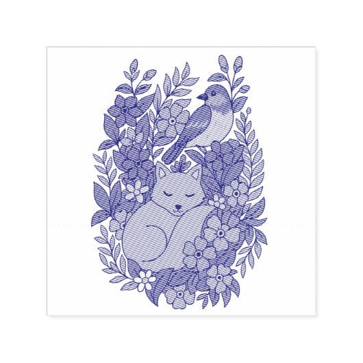 Fox, Taube und Blume Permastempel (Design)