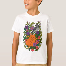 Fox, Taube und Blume T-Shirt