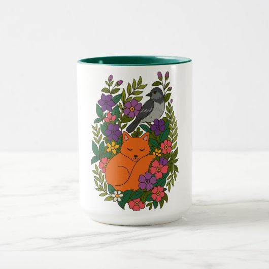 Fox, Taube und Blume Tasse (Zentrum)