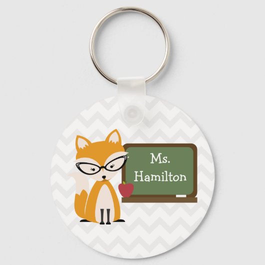 Fox Teacher At Chalkboard Schlüsselanhänger (Vorderseite)