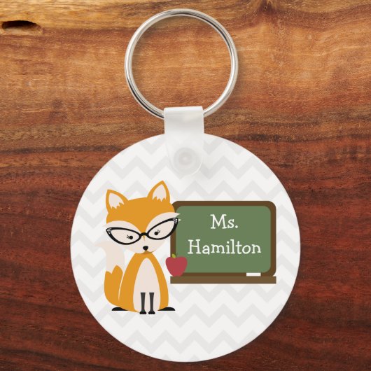 Fox Teacher At Chalkboard Schlüsselanhänger (Vorderseite)