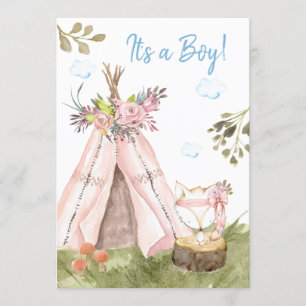 *~* Fox Teepee Tent Boho Woodland Forest Boy Einladung