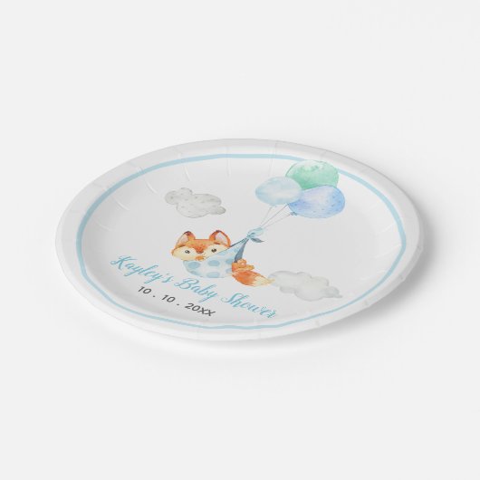 Fox Tellers - Boy Baby Shooter mit Balloon Pappteller (Schrägansicht)