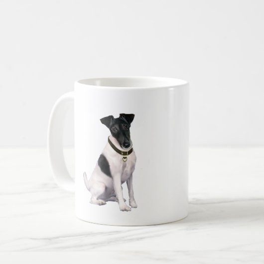 Fox Terrier (A) - glatt - schwarz-weiß Kaffeetasse (Vorderseite Links)