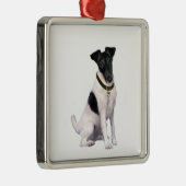 Fox Terrier (A) - glatt - schwarz-weiß Ornament Aus Metall (Rechts)