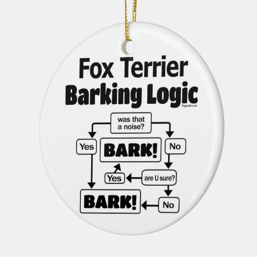 Fox Terrier Barking Logic Keramik Ornament (Links)