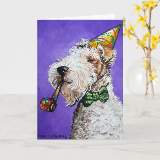Fox Terrier Birthday Karte (Gelbe Blume)