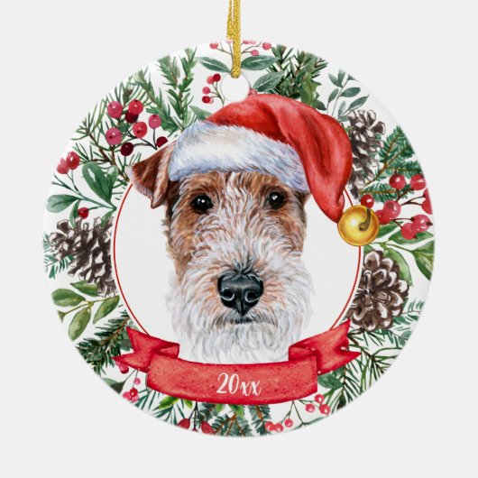 Fox Terrier Custom Santa Dog Weihnachtsschmuck (Hinten)