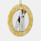 Fox Terrier Dog Gold Snowflake Border Keramik Ornament (Rechts)