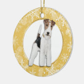 Fox Terrier Dog Gold Snowflake Border Keramik Ornament (Links)