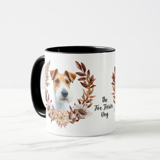 Fox Terrier Dog Herbstkranz Tasse (Vorderseite Links)
