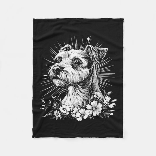 Fox Terrier Dog Lover Retro Style Tattoo Fleecedecke (Vorderseite)
