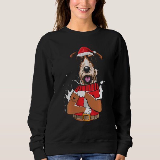 Fox Terrier Dog Santa I Liebe Mama Tattoo Ugly Chr Sweatshirt (Vorderseite)
