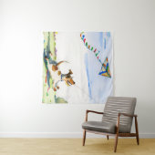 Fox Terrier Ein Drachen im Park Wasserfarbe Wandteppich (Beispiel (Horizontal))