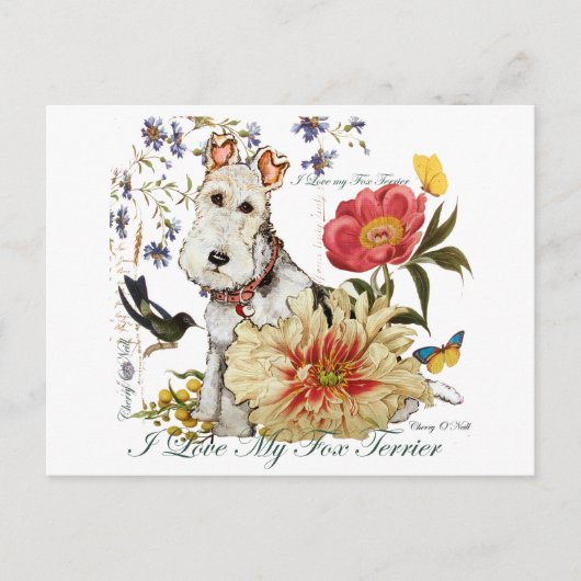 Fox Terrier Garden Postkarte (Vorderseite)