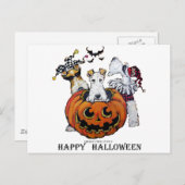 Fox Terrier Halloween Postkarte (Vorne/Hinten)