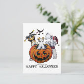Fox Terrier Halloween Postkarte (Stehend Vorderseite)