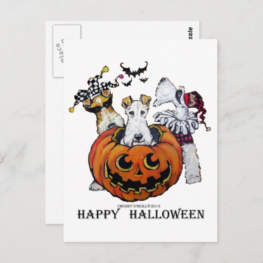 Fox Terrier Halloween Postkarte (Vorne/Hinten)