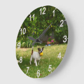 Fox Terrier Happy Days, Wall Clock Große Wanduhr (Winkel)