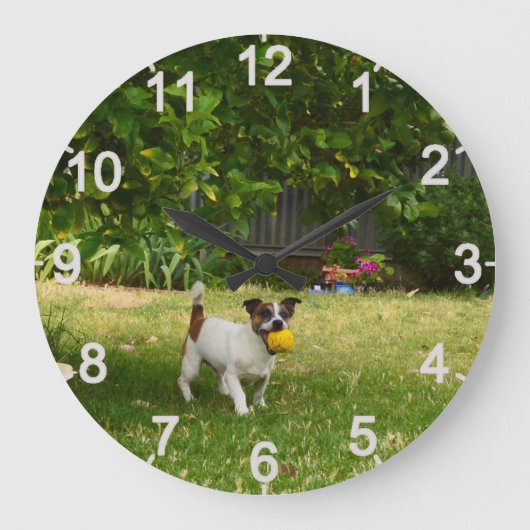 Fox Terrier Happy Days, Wall Clock Große Wanduhr (Vorderseite)