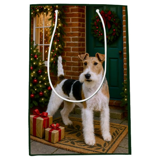 Fox Terrier Holiday  Mittlere Geschenktüte (Vorderseite)