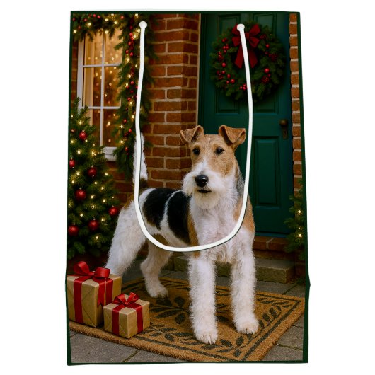 Fox Terrier Holiday  Mittlere Geschenktüte (Rückseite)