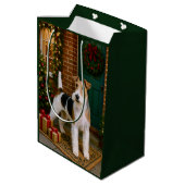 Fox Terrier Holiday  Mittlere Geschenktüte (Rückseite Schrägansicht)