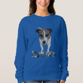 Fox Terrier mit Logo, Ladys Blue Sweatshirt (Vorderseite)