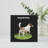 Fox Terrier on Guard Duty, Flat Birthday Card (Stehend Vorderseite)