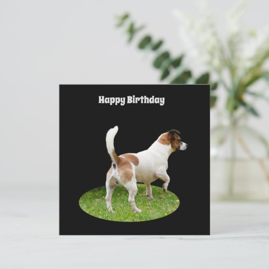 Fox Terrier on Guard Duty, Flat Birthday Card (Stehend Vorderseite)