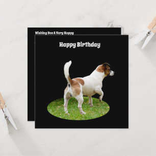 Fox Terrier on Guard Duty, Flat Birthday Card