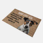 Fox Terrier personalisierte lustige Tür Fußmatte (Schrägansicht)