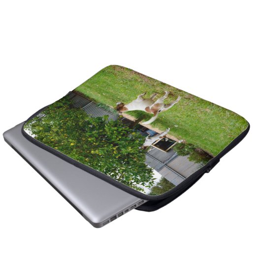 Fox Terrier Playtime, 13 Zoll Laptop-Sieb. Laptopschutzhülle (Vorne Knopf)