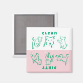 Fox Terrier Sauber Schmutzig Geschirrspüler Magnet (Vorderseite/Rückseite)