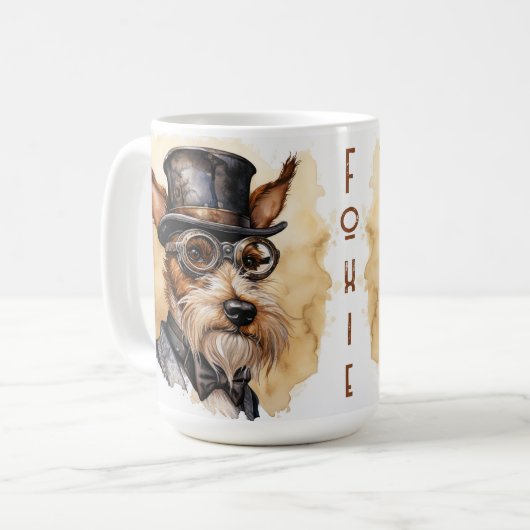 Fox Terrier Steampunk Hund Kaffeetasse (Vorderseite Links)
