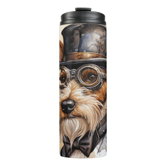 Fox Terrier Steampunk Hund Thermosbecher (Vorderseite)