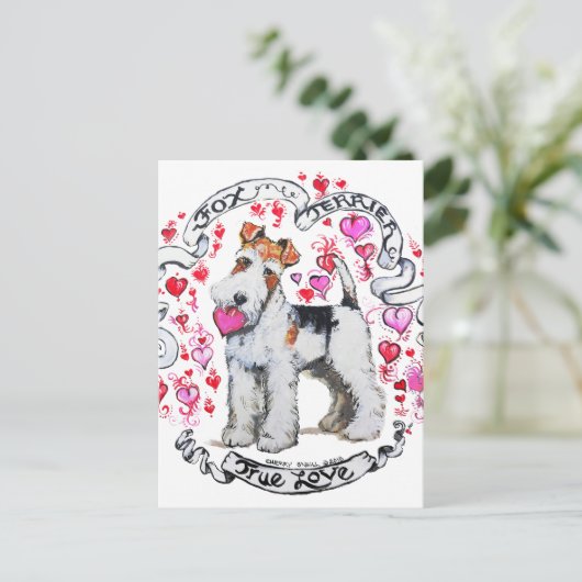 Fox Terrier Sweetheart Postkarte (Stehend Vorderseite)