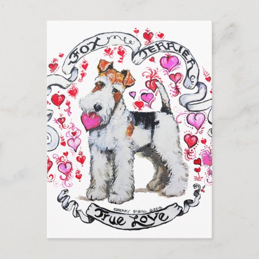 Fox Terrier Sweetheart Postkarte (Vorderseite)