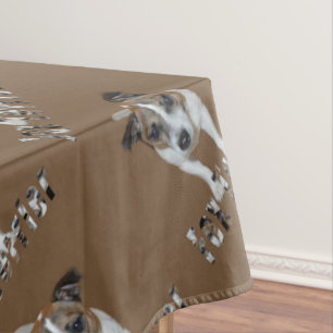 Fox Terrier und Fox Terrier Logo, braun Tischdecke