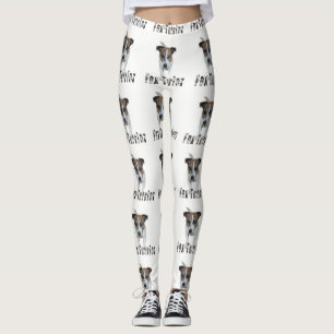 Fox Terrier und Logo, Damen Weiße Leggings