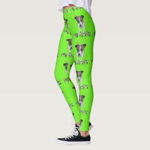 Fox Terrier und Logo, Ladys Lime Green Leggings