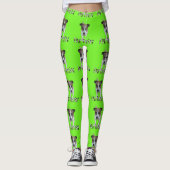 Fox Terrier und Logo, Ladys Lime Green Leggings (Vorderseite)